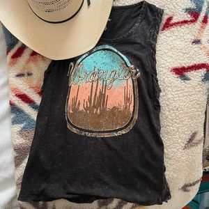 Wrangler western tank top! Only worn a few times super cute and distressed!
